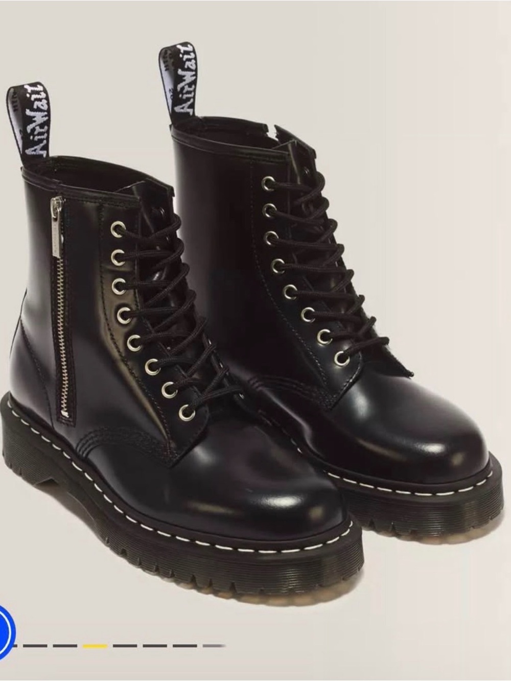 Black Lace-Up Platform Combat Boots with Side Zip